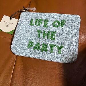 Kate Spade Light Blue and Green Beaded Clutch New